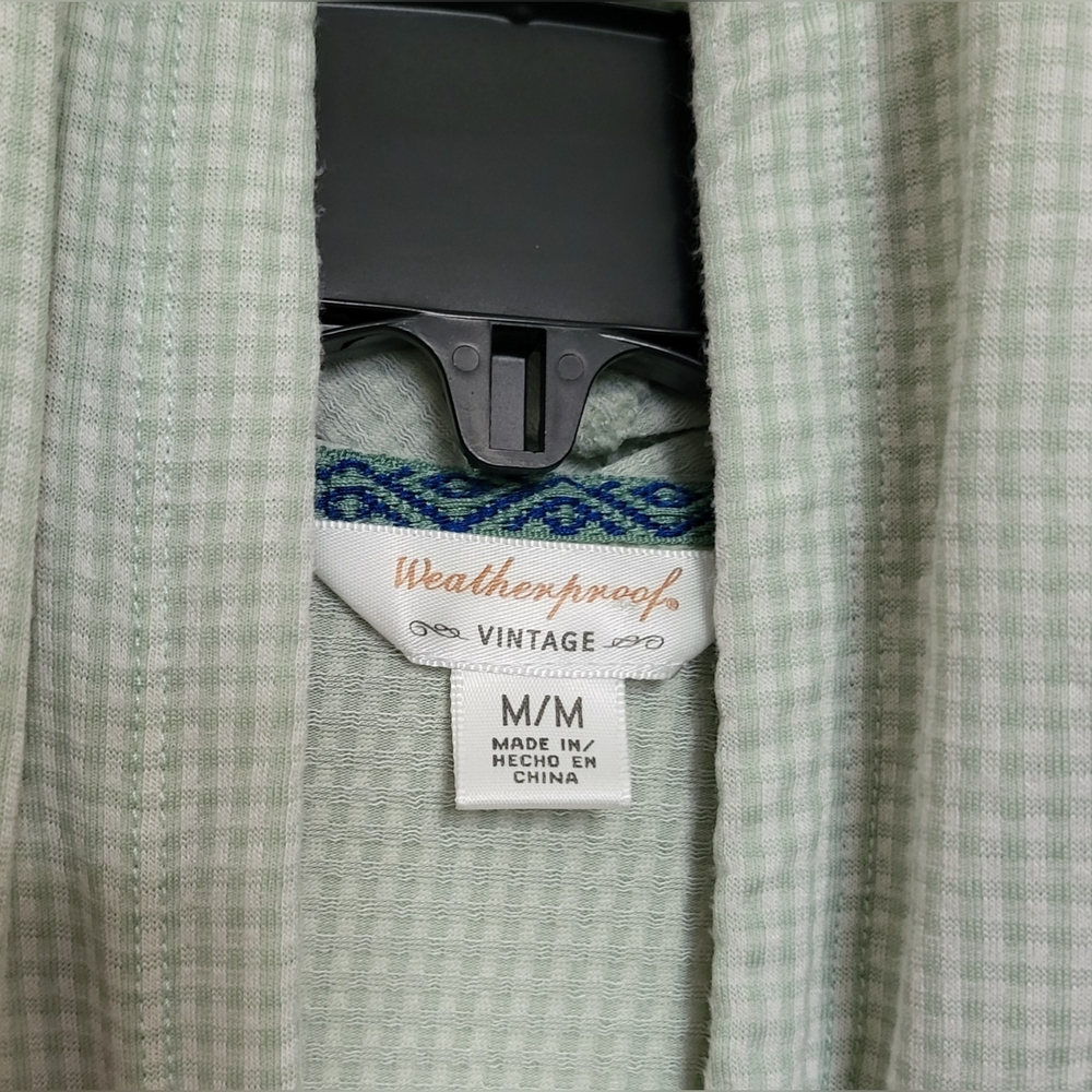 Weatherproof Vintage Women's Green Surf Spray Gingham Long Sleeves Hoodie Medium - Picture 2 of 7